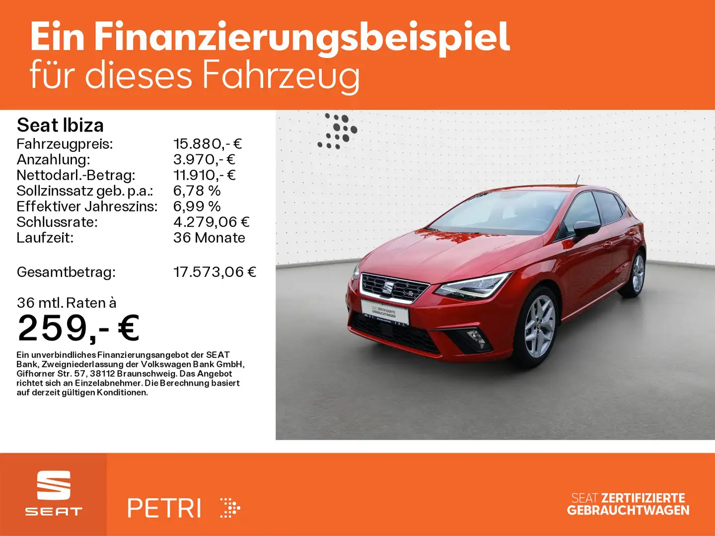 SEAT Ibiza FR-Line 1.0 TSI *NAVI*KAM*SHZ*LED*BEATS*PD Rot - 2