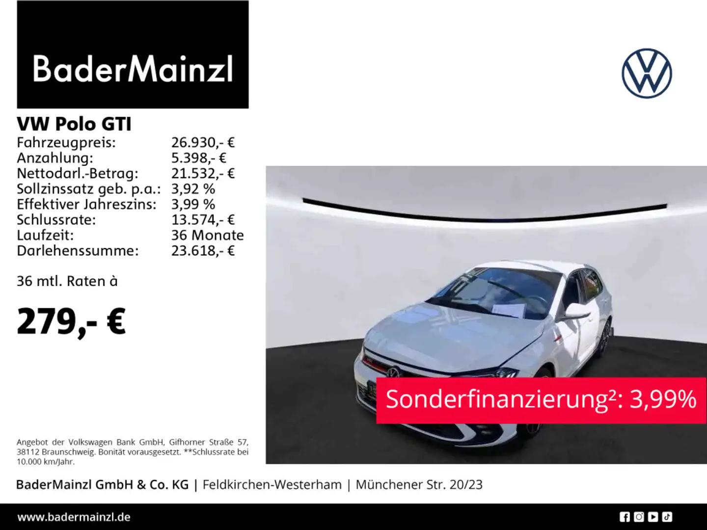Volkswagen Polo GTI 2.0 TSI DSG S-Select Matrix beats Kam. Weiß - 1