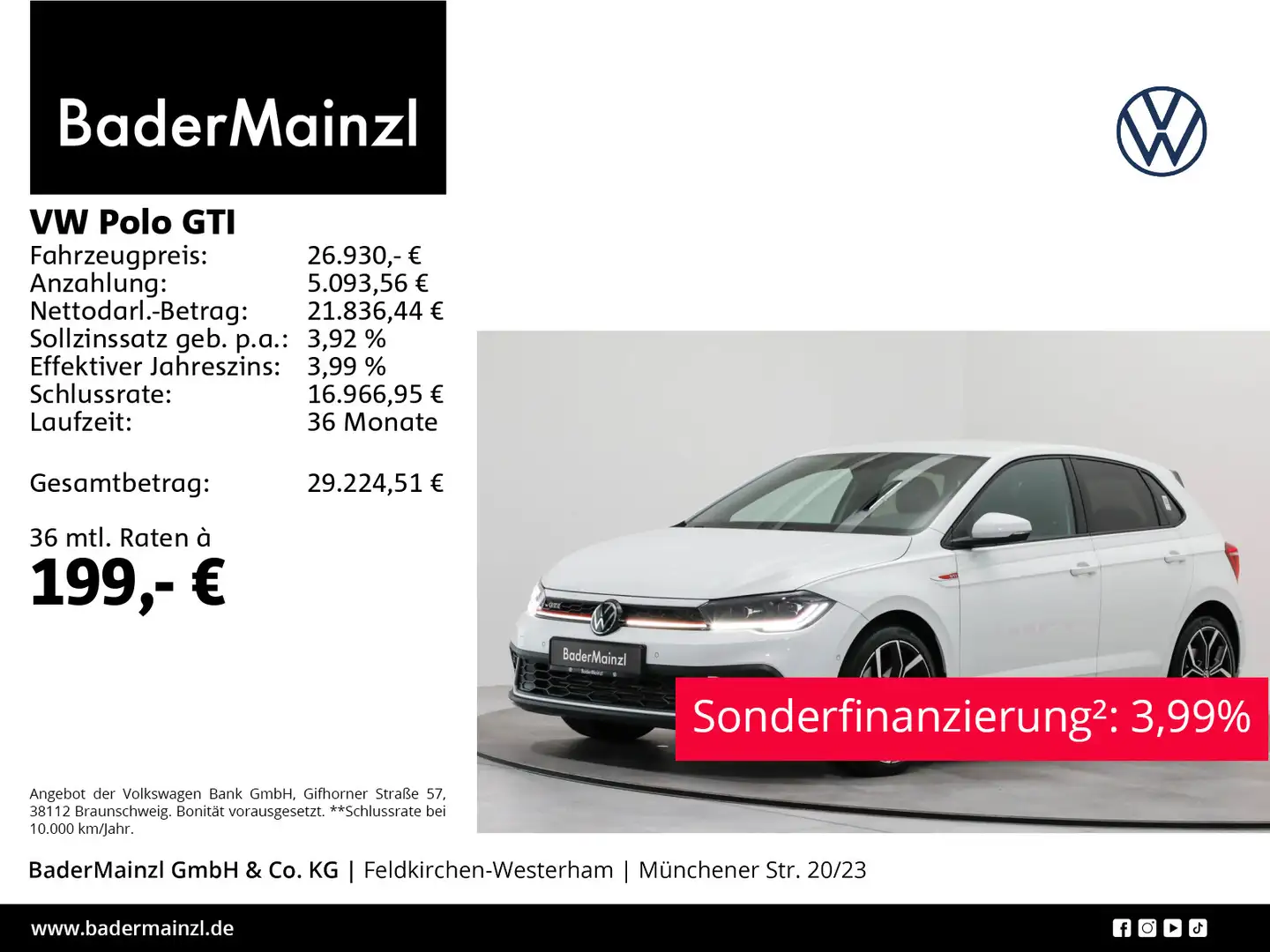 Volkswagen Polo GTI 2.0 TSI DSG S-Select Matrix beats Kam. Weiß - 1