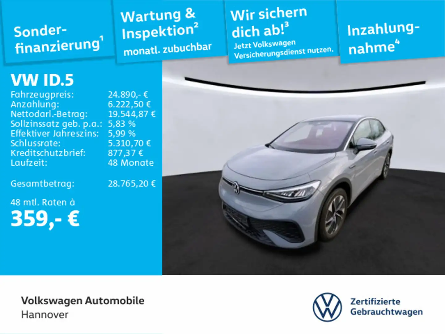 Volkswagen ID.5 Pro Navi AHK ACC LED SHZ PDC Grau - 1