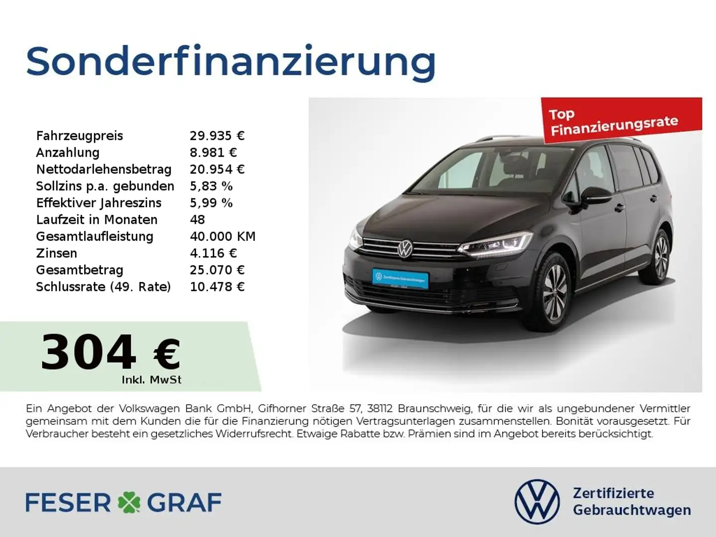 Volkswagen Touran 1.5TSI MOVE DSG IQ.LIGHT Navigationssystem Negro - 1