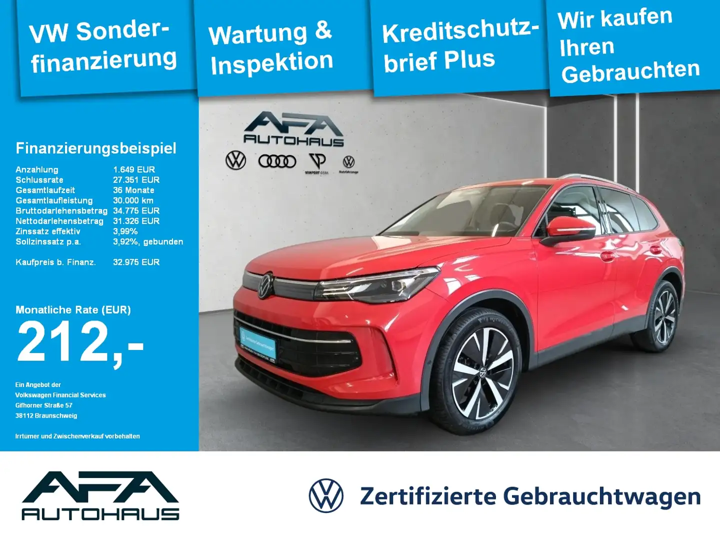 Volkswagen Tiguan 1.5 eTSI Life DSG AHK*NAV*LED*ACC*App-Con. Rouge - 1