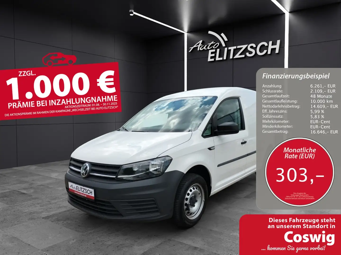 Volkswagen Caddy Kasten TSI elektr. FH, elektr. Spiegel Weiß - 1