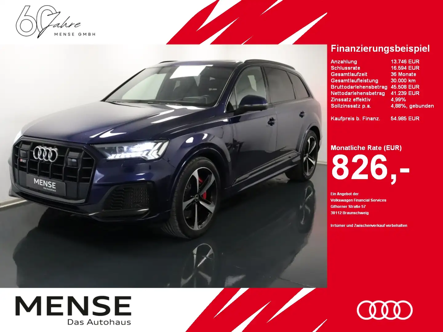 Audi SQ7 TDI quattro tiptronic AHK Luft Pano Matrix Blau - 1