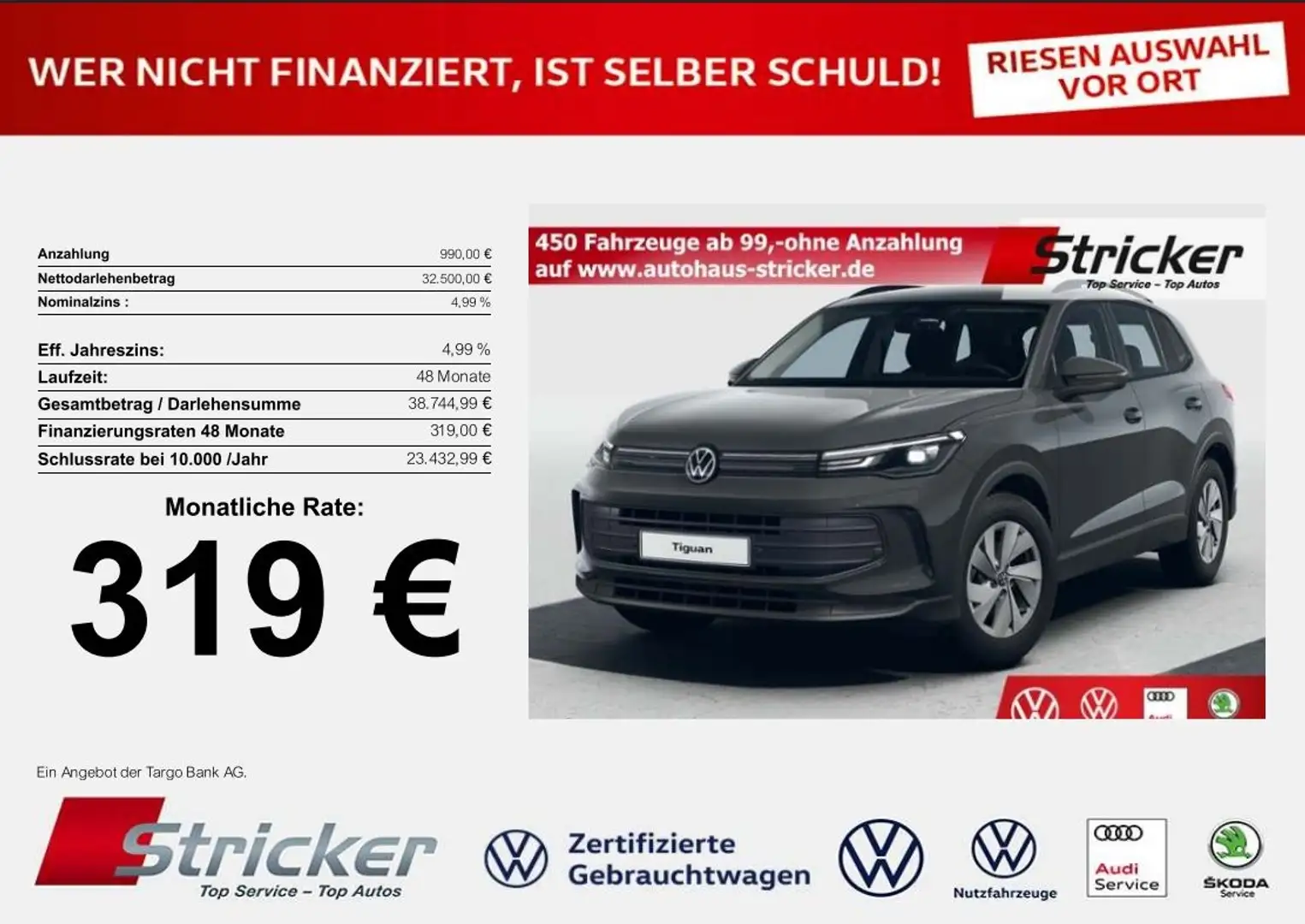 Volkswagen Tiguan 1.5 eTSI 130 PS DSG Kamera 12,9" Display ab 299,- Grau - 2
