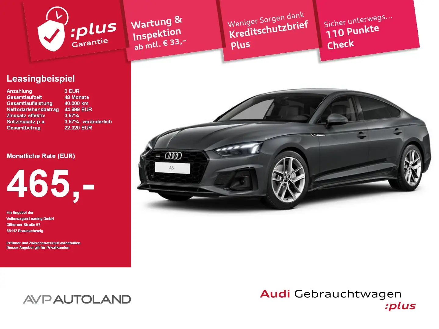 Audi A5 Sportback 40 TFSI quattro S tronic S line Grau - 1