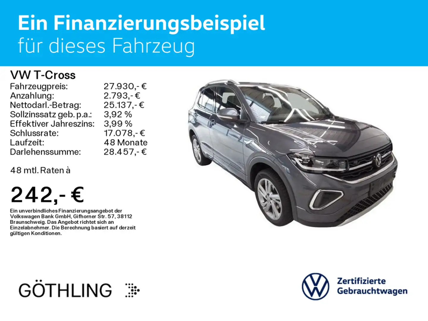 Volkswagen T-Cross R-Line TSI 110kW*DSG*NAVI*ASG*SHZ*ACC Grijs - 2