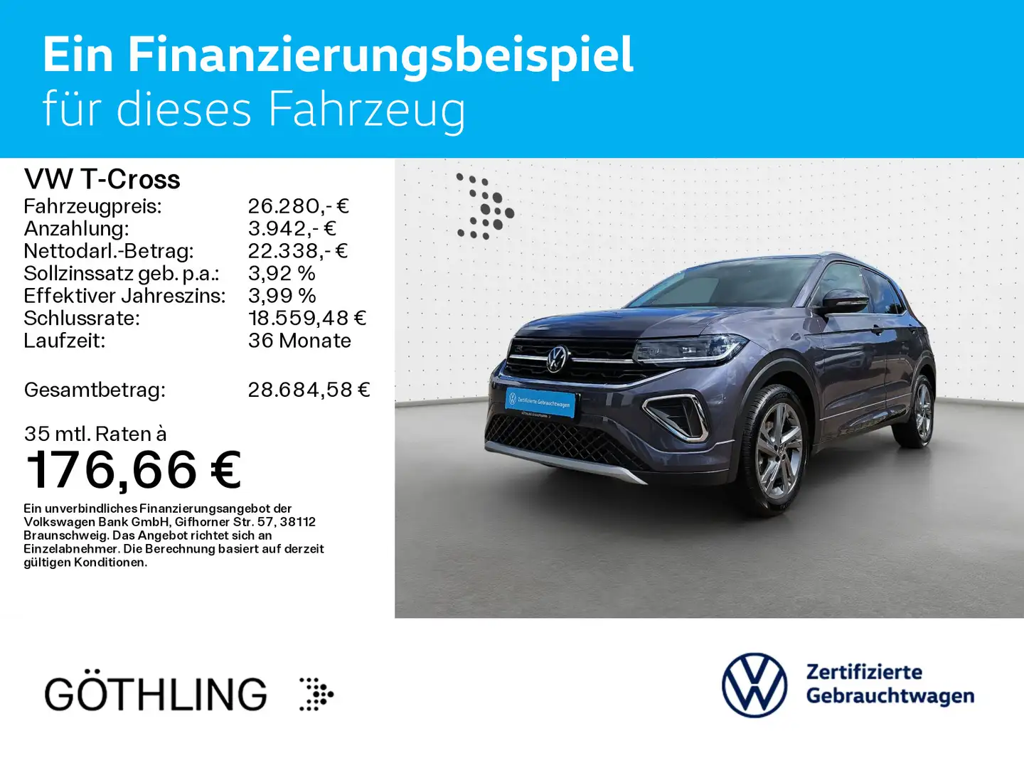 Volkswagen T-Cross R-Line TSI DSG*NAVI*ASG*SHZ*ACC Gris - 2