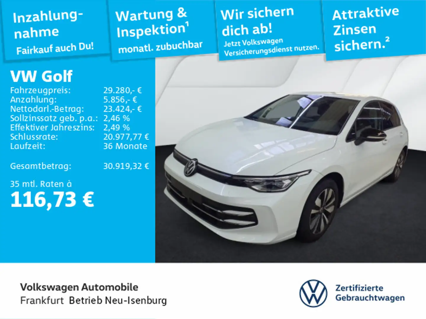 Volkswagen Golf VIII 2.0 TDI DSG Goal Navi LEDPlus DAB+ Fro Weiß - 1