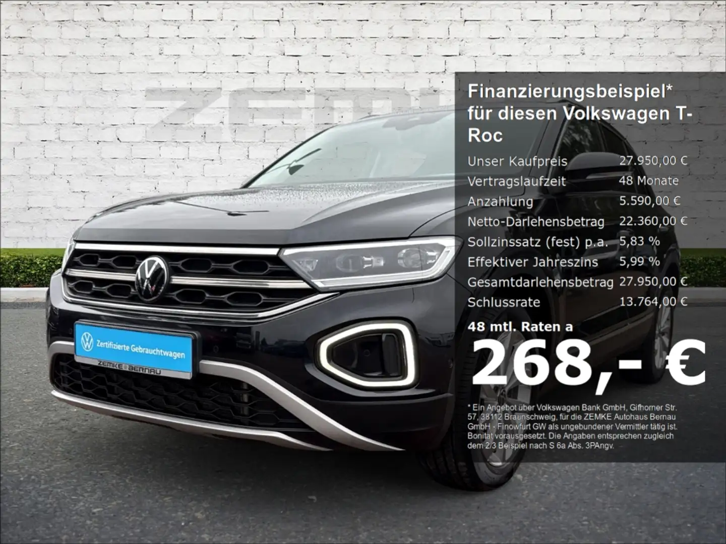 Volkswagen T-Roc 1.5 TSI DSG Style StandHZG AHK-abnehmbar Navi Schwarz - 1