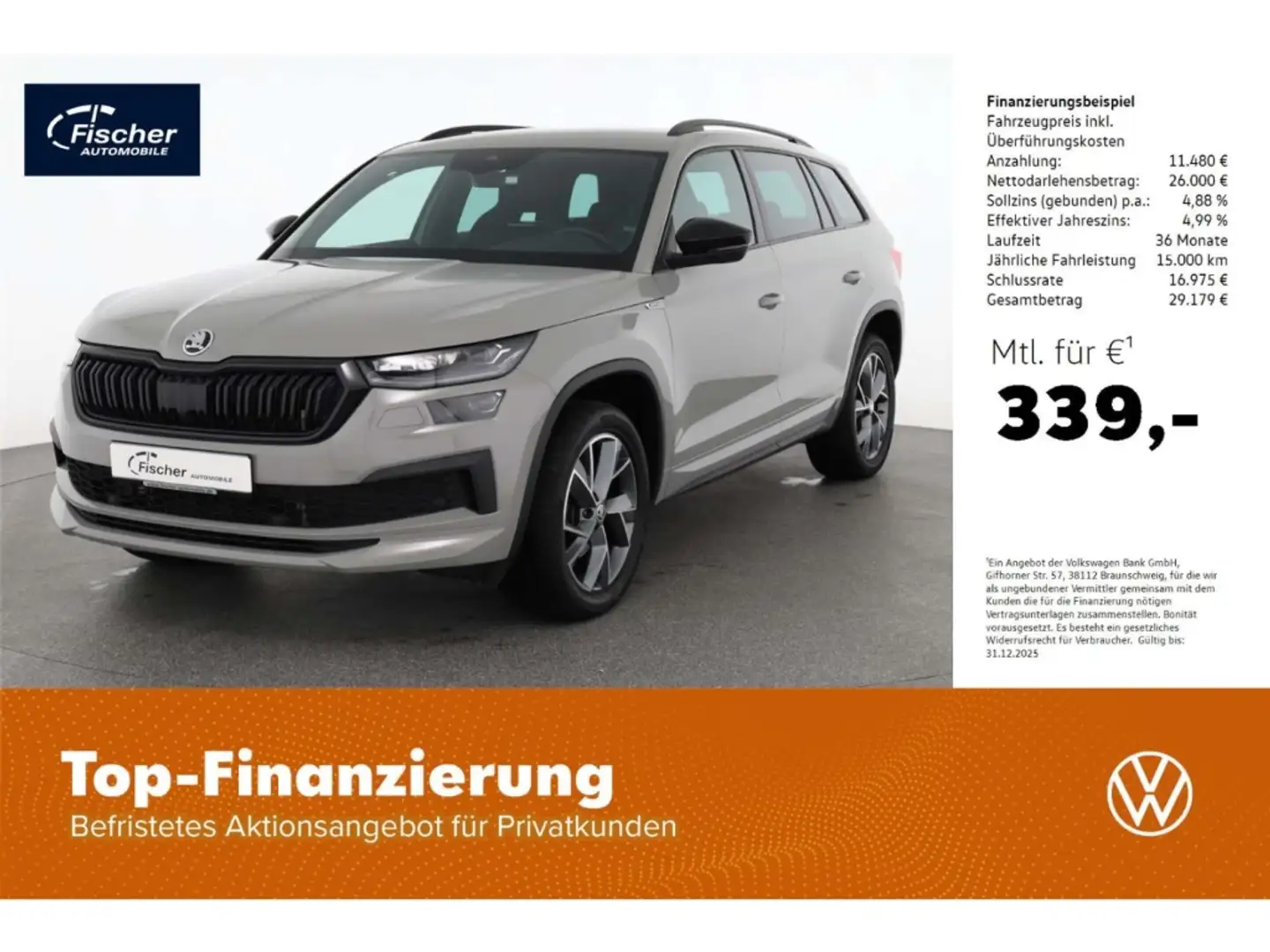 Skoda Kodiaq 2.0 TDI Sportline DSG AHK/Matrix/NAV/ACC Grijs - 1