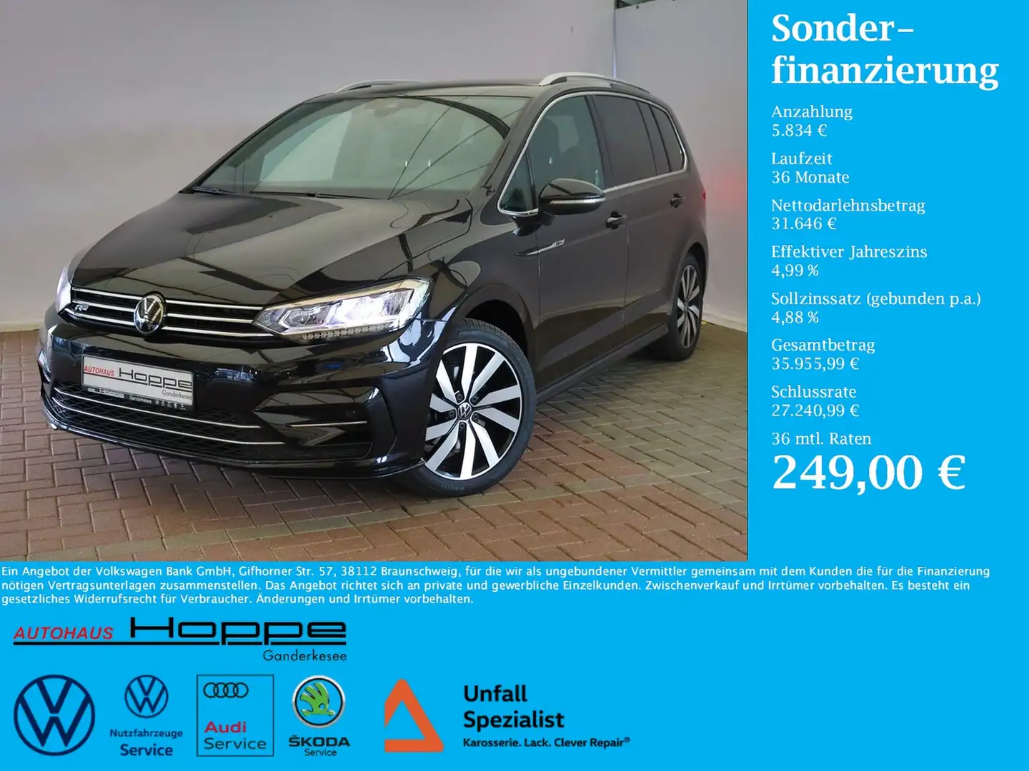Volkswagen Touran Highline 1.5 l TSI DSG+7Sitzer+RFK+R-Line+NAVI Schwarz - 1
