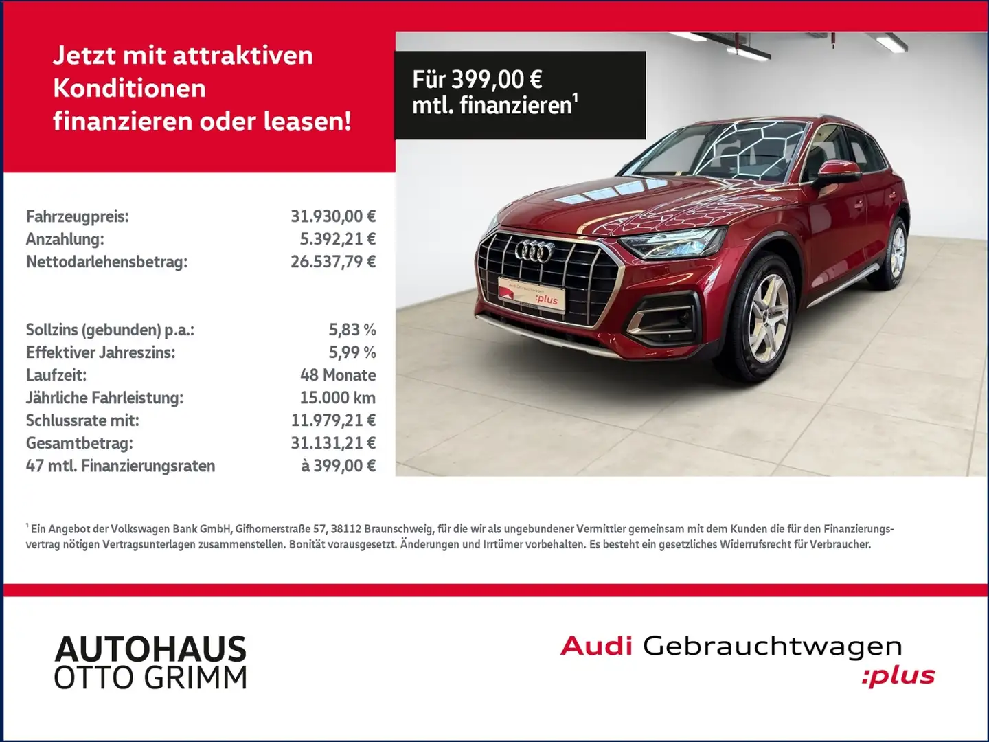 Audi Q5 35 TDI advanced KLIMA LED NAVI LEDER ALU Rood - 1
