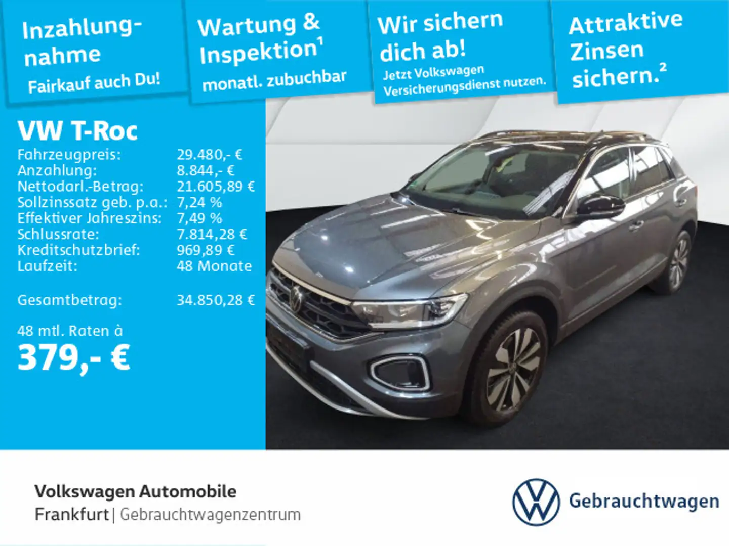 Volkswagen T-Roc 2.0 TDI DSG Goal DAB+ LEDPlus Navi FrontAs Grau - 1