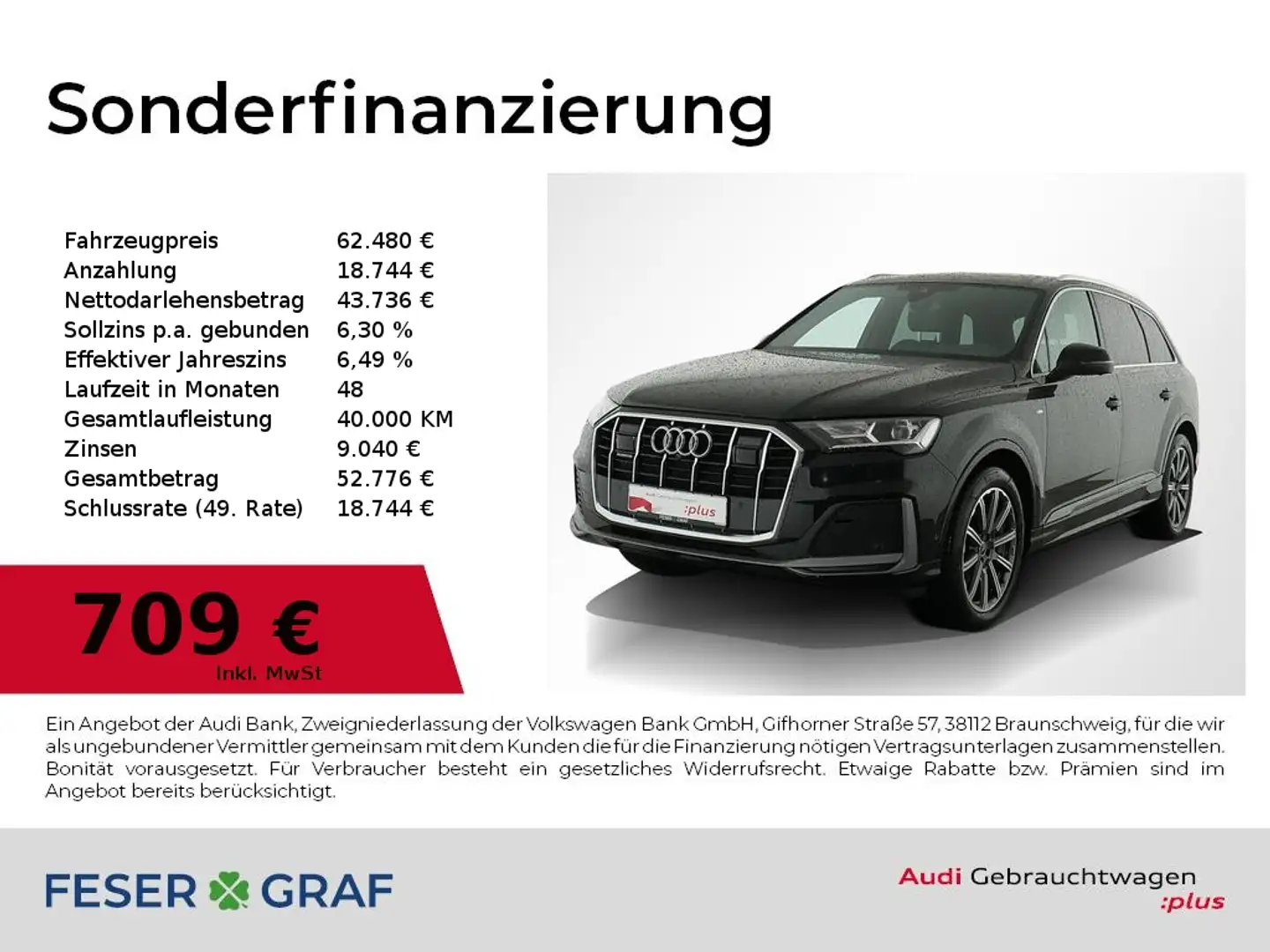 Audi Q7 45 TDI S line Int+Ext/LED/Pano/ACC/Luft/Air/AHK Schwarz - 1