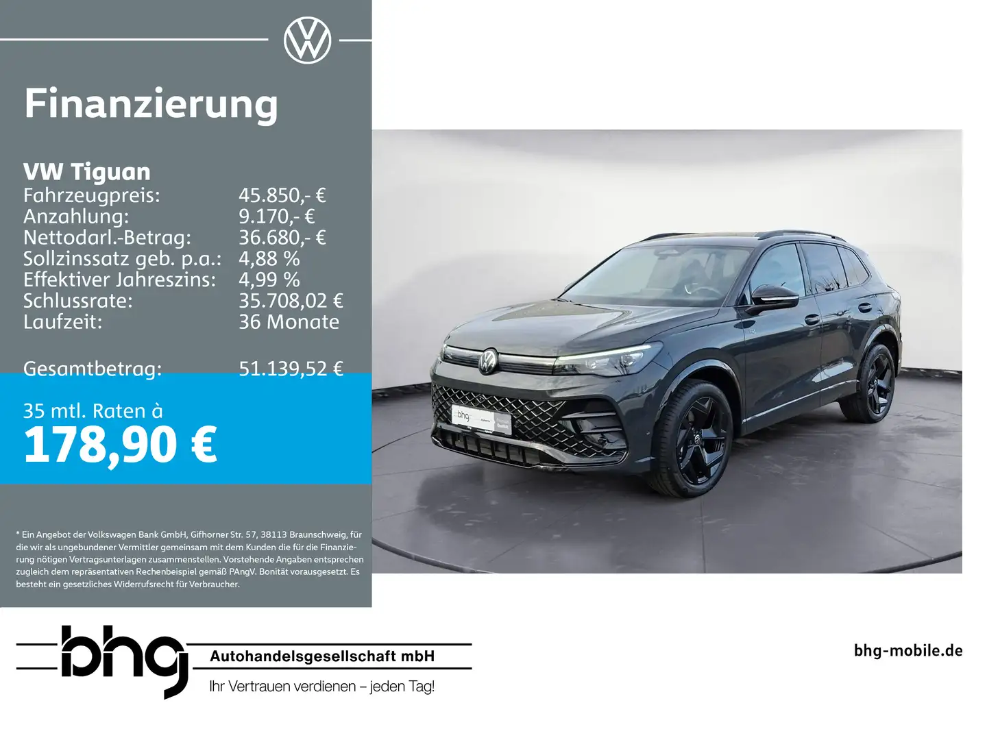 Volkswagen Tiguan 2.0 TDI 4MOTION DSG R-Line BlackStyle AHK Grau - 1