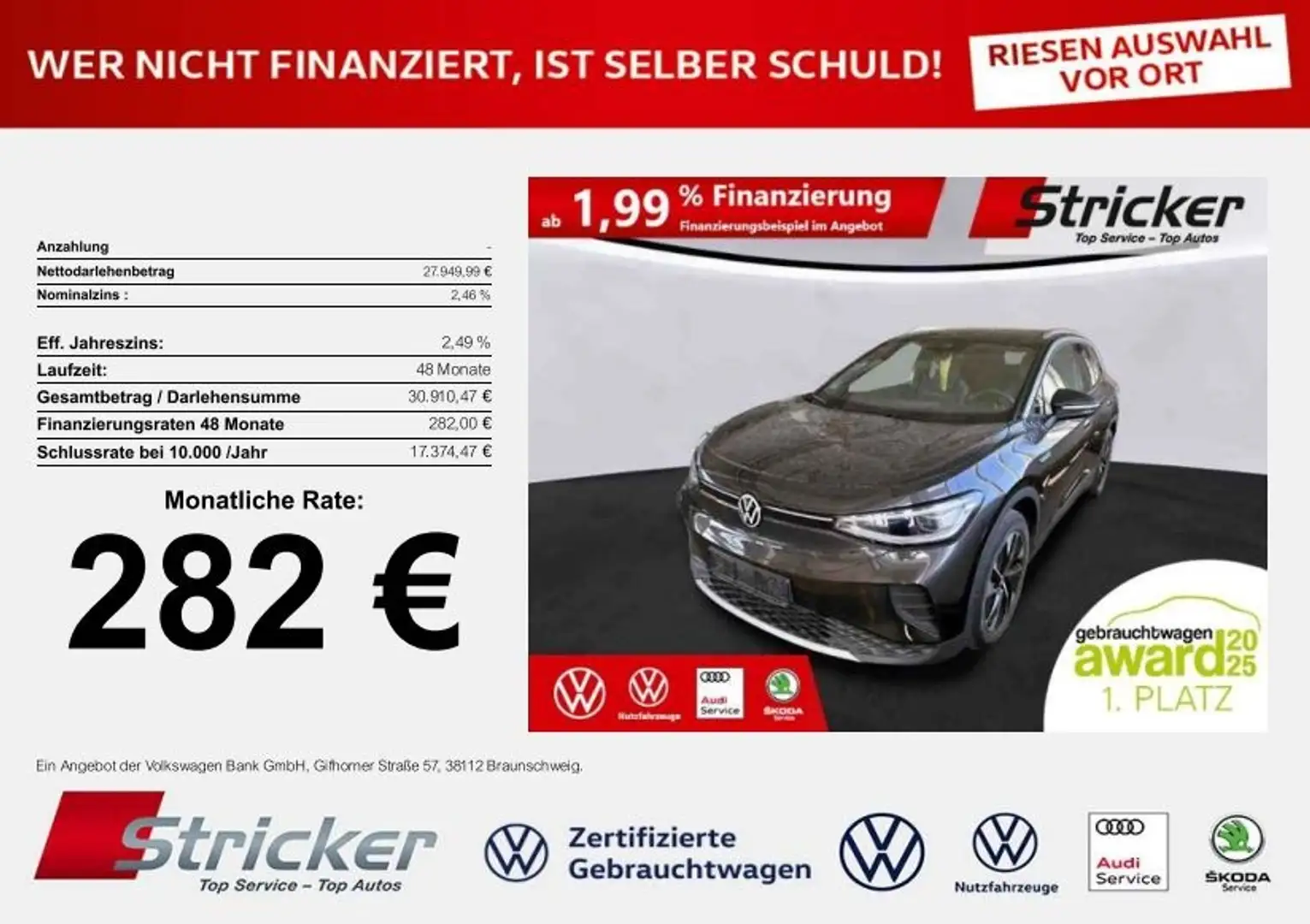 Volkswagen ID.4 Pro Performance 150/77 332,-ohne Anzahlung Pano A Grau - 1