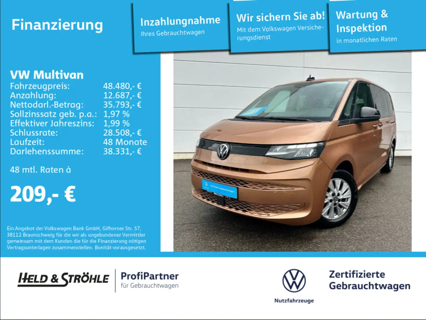 Volkswagen T7 Multivan 2.0 TDI DSG AHK 7S LED NAV KAM Braun - 1