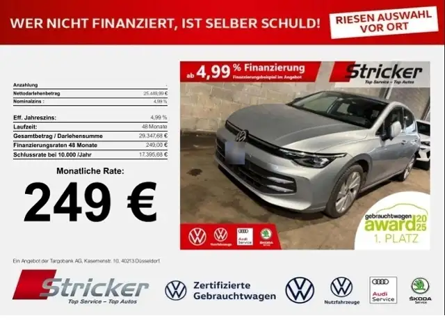 Volkswagen Golf Style 2.0TDI DSG 249, ohne Anzahlung ACC ergoActi