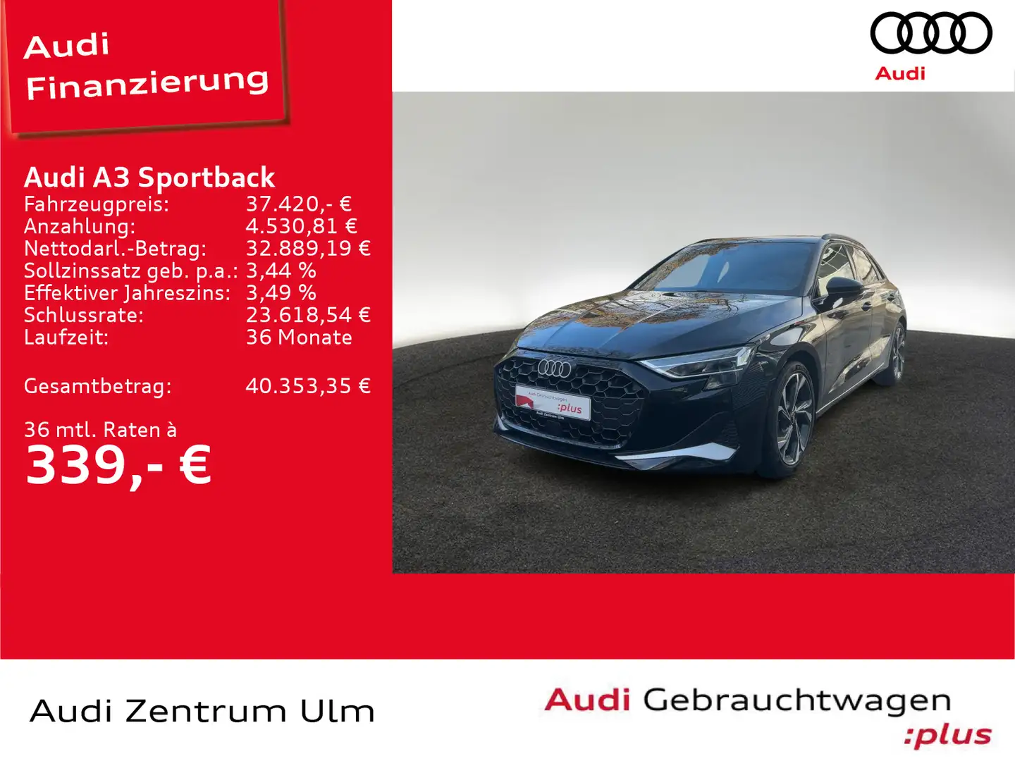 Audi A3 advanced 35 TDI AHK HuD NAVI SONOS Schwarz - 1