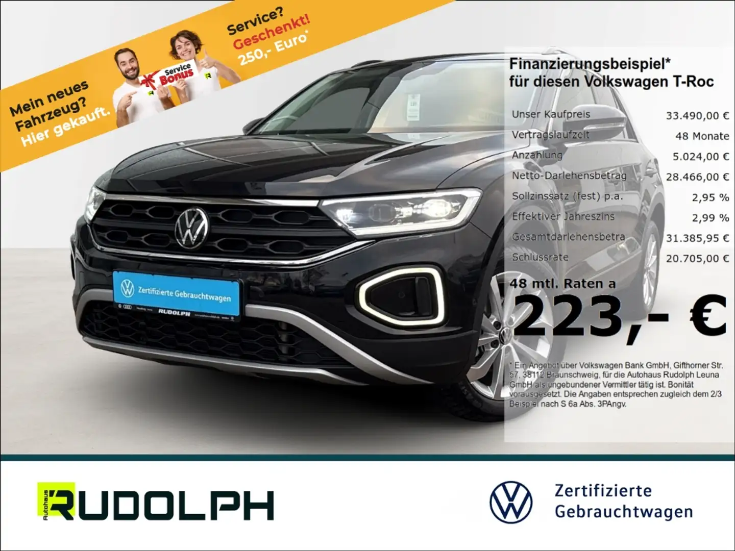 Volkswagen T-Roc Life 1.5 TSI DSG LED StandHZG ACC Navi Fernlichtas Schwarz - 1