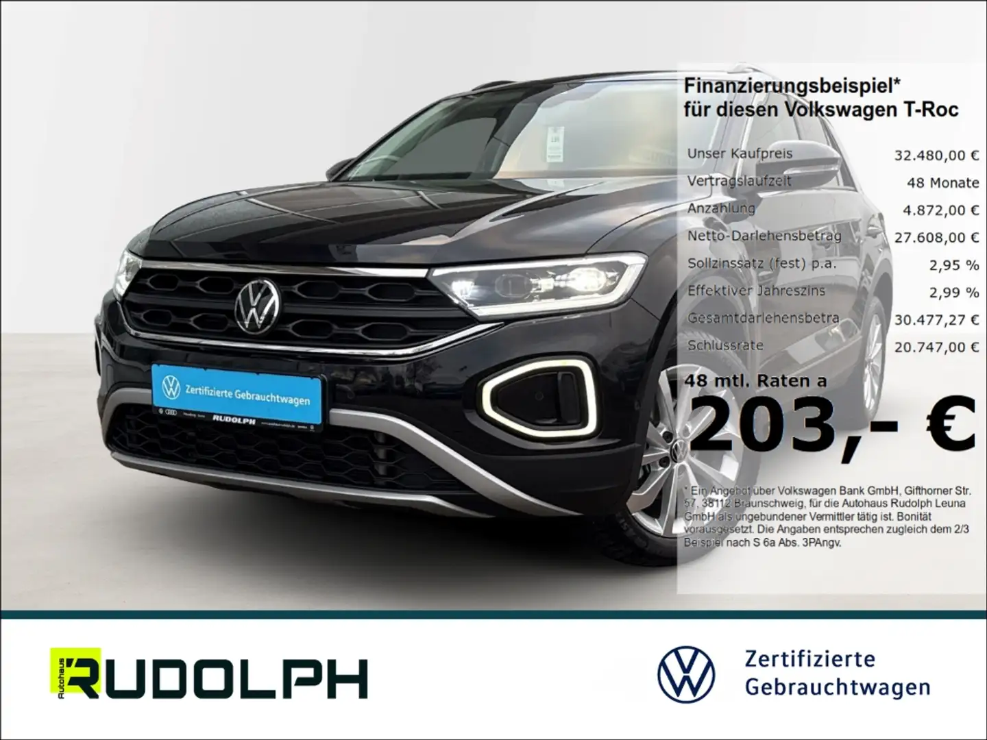 Volkswagen T-Roc Life 1.5 TSI DSG LED StandHZG ACC Navi Fernlichtas Schwarz - 1