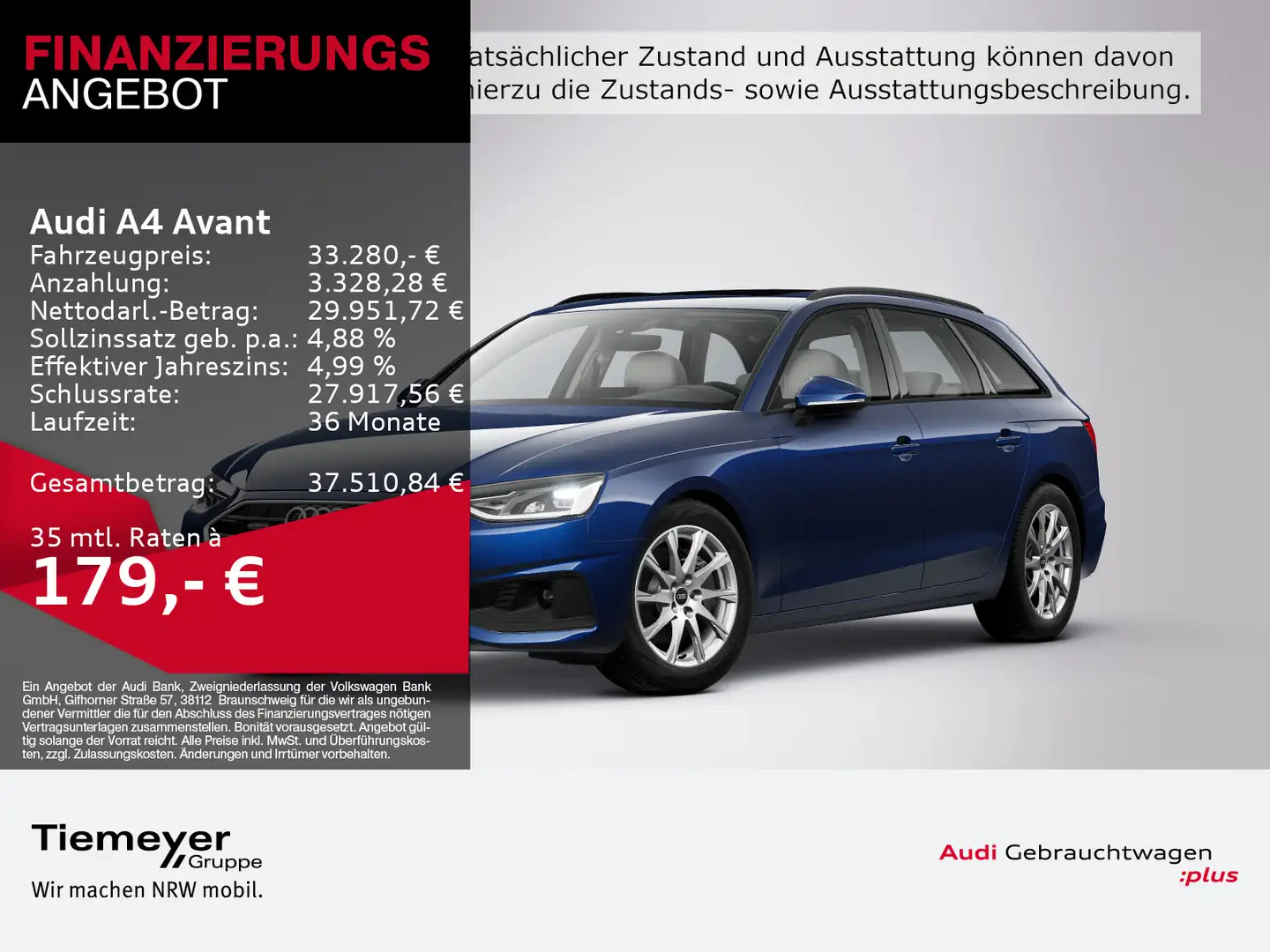 Audi A4 40 TFSI Q PANO KAMERA eKLAPPE Blau - 1