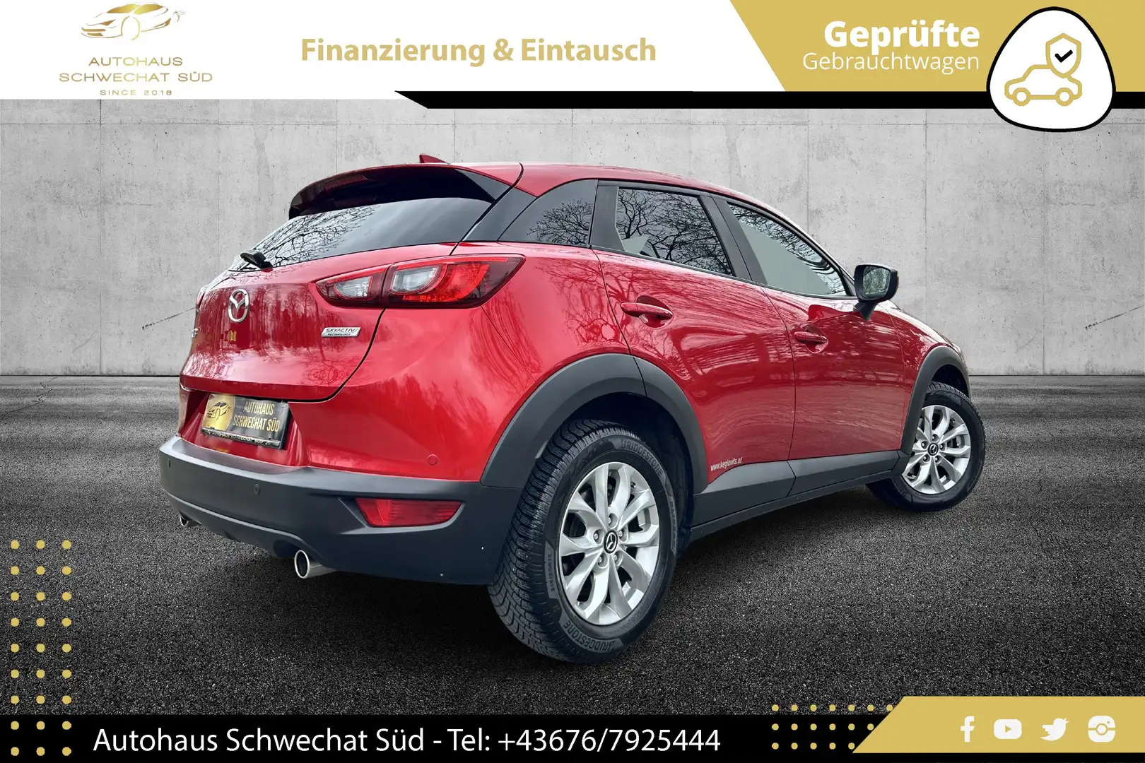 Mazda CX-3 G120 Attraction // 1.BESITZ // NUR 87.000 KM // Rot - 2