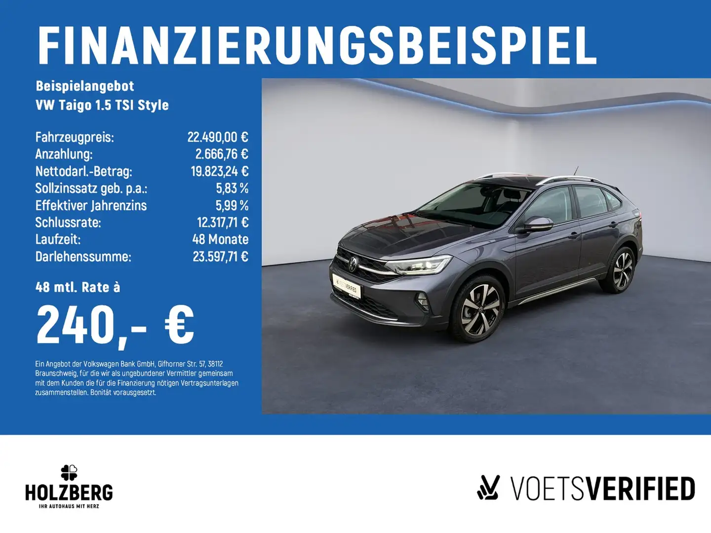 Volkswagen Taigo 1.5 TSI Style MATRIX+ACC+NAV+SHZ+PDC Grau - 2