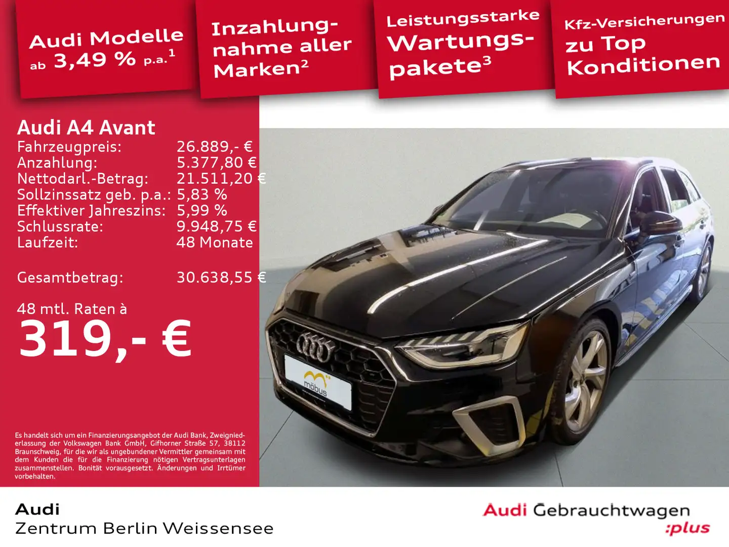 Audi A4 35 TFSI S-TRO*S-LINE*LED*RFK*NAVI*SHZ** Schwarz - 1
