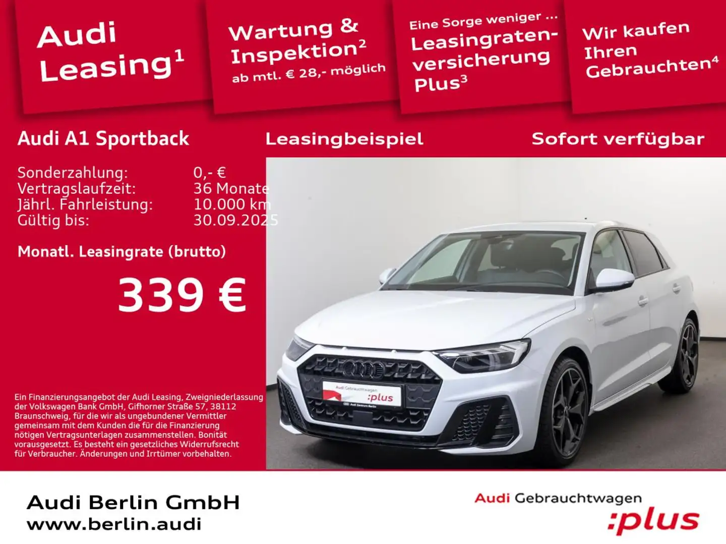 Audi A1 Sportback S line 25 TFSI S tr. PDC LED NAVI Weiß - 1