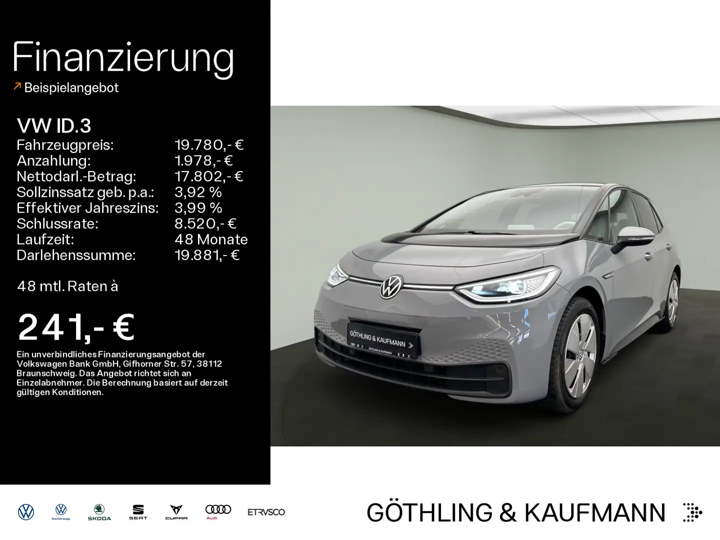 Volkswagen ID.3 Pro Performance 150kW*PANO*MATRIX*NAVI*SHZ* Grau - 1
