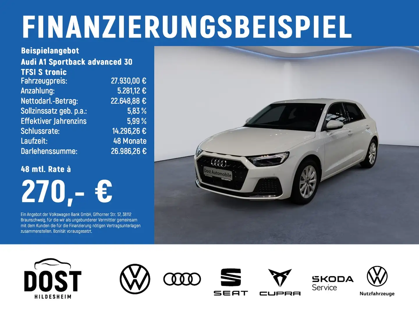 Audi A1 Sportback advanced 30 TFSI S tronic NAVI+LED Weiß - 2