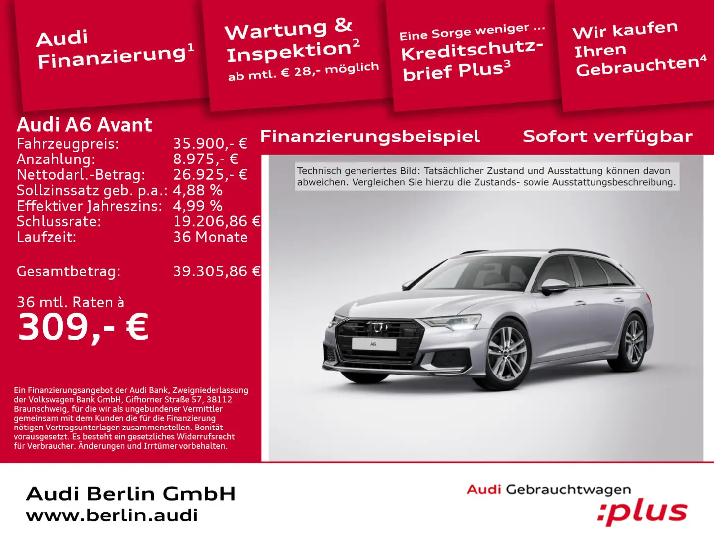 Audi A6 Sport 45 TFSI S tronic Silber - 1