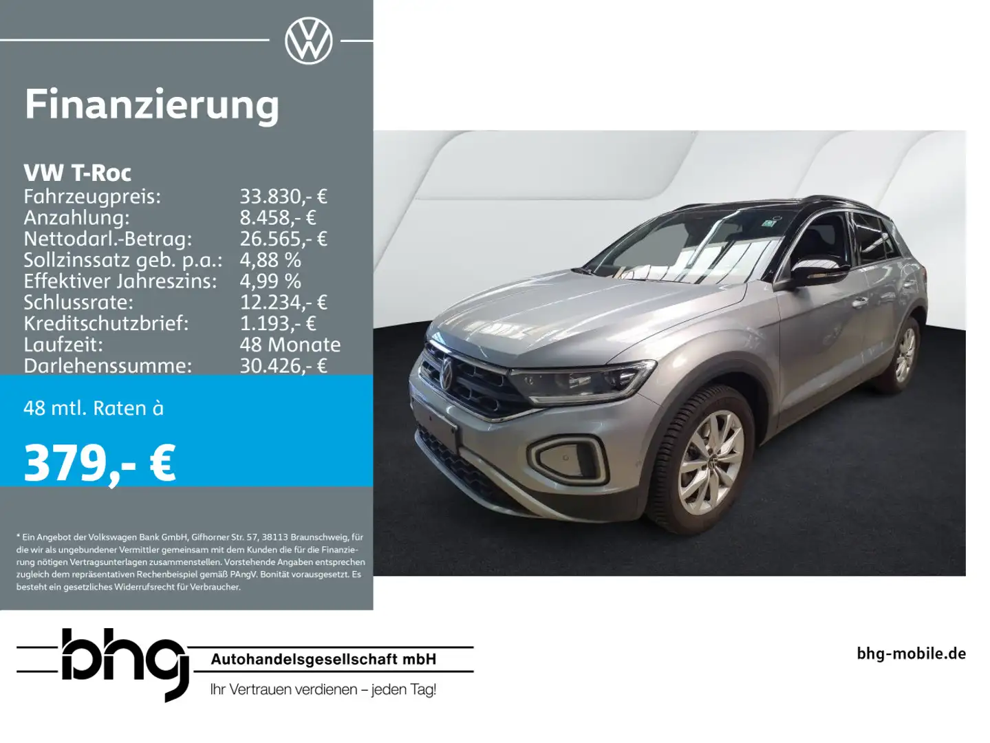 Volkswagen T-Roc 2.0 TDI SCR DSG GOAL #AHK #KAMERA #ACC #IQ Silber - 1