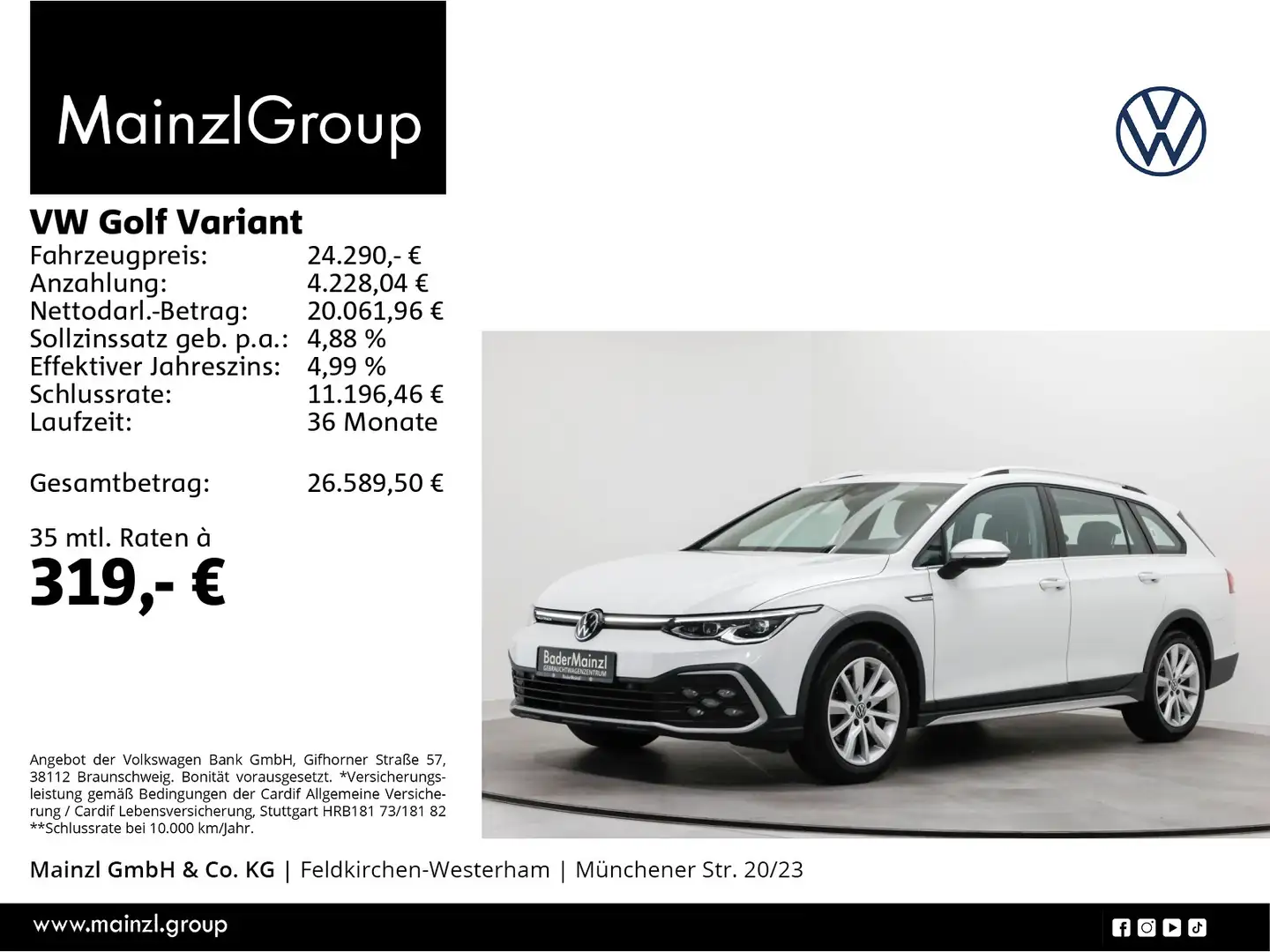 Volkswagen Golf Variant Alltrack 2.0 TDI 4M DSG AHK Navi Weiß - 1