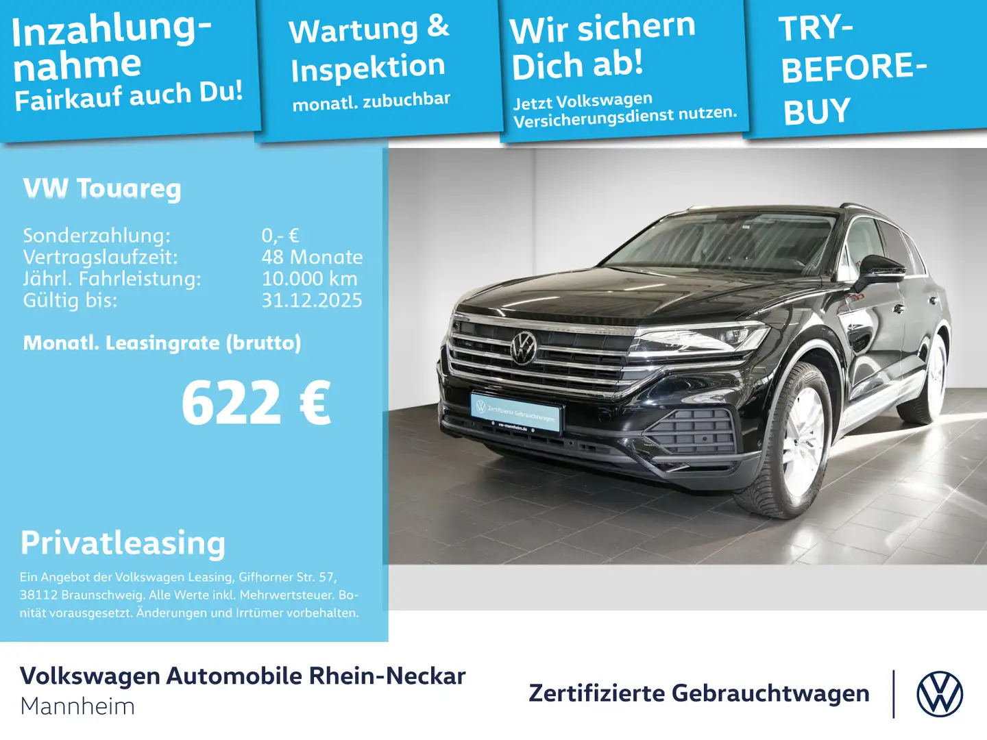 Volkswagen Touareg 3.0 TDI 4Motion Navi AHK Kamera uvm Schwarz - 1