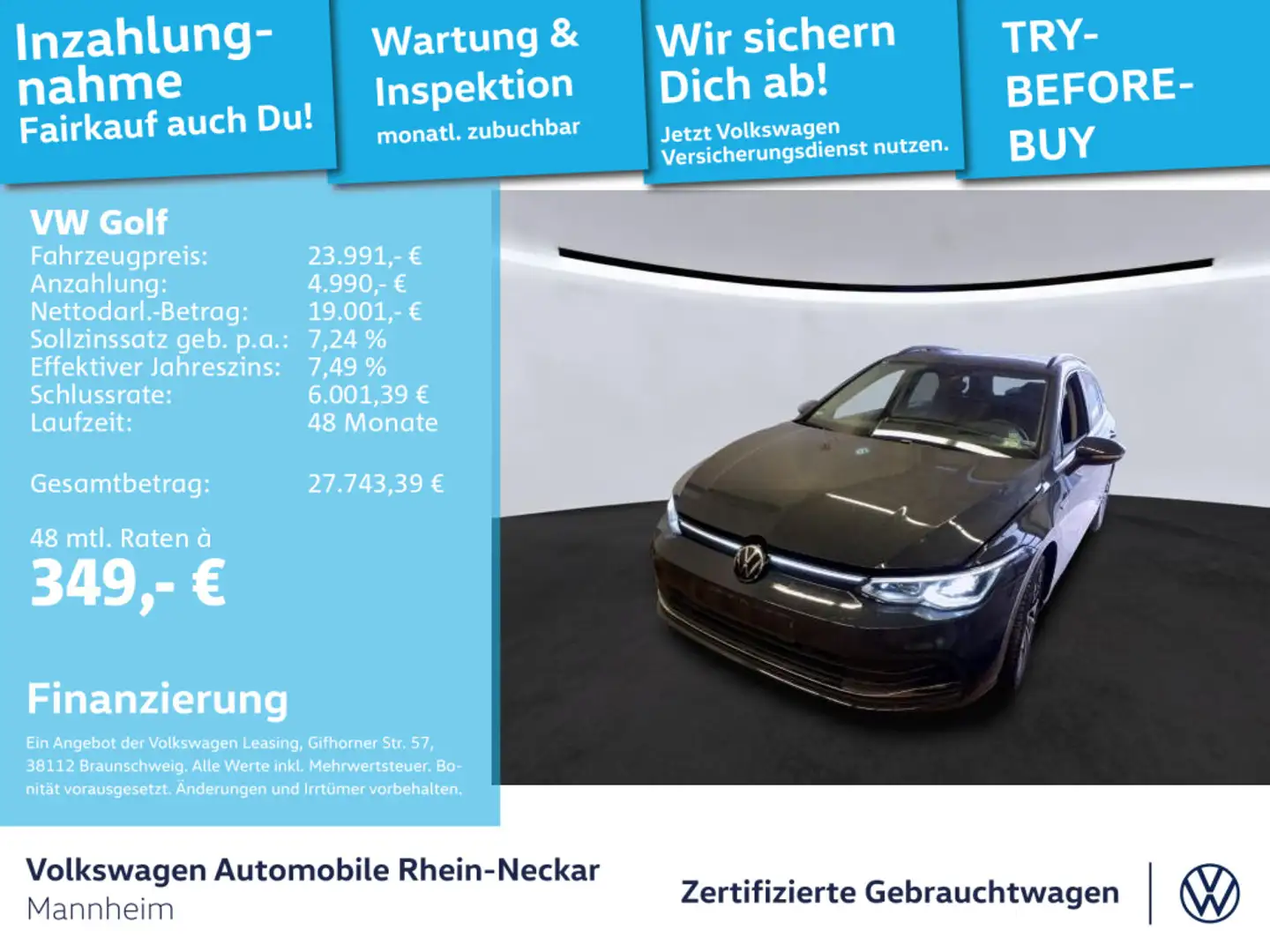 Volkswagen Golf VIII 2.0 TSI Style DSG App-Connect Kamera A Grau - 1