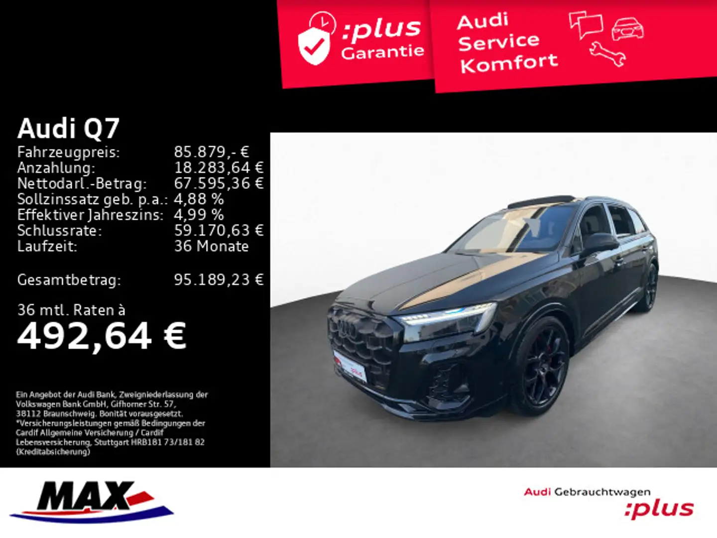 Audi Q7 50 TDI QUATT S LINE +MATRIX+AHK+B&O+PANO+HUD+ Schwarz - 1