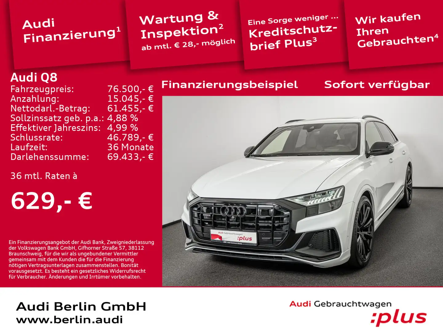 Audi Q8 50 TDI qu.tiptr. AHK STDHZG NACHTS HUD PANO Weiß - 1