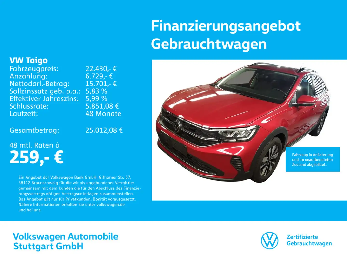 Volkswagen Taigo Life 1.0 TSI DSG Kamera Klima Rot - 1