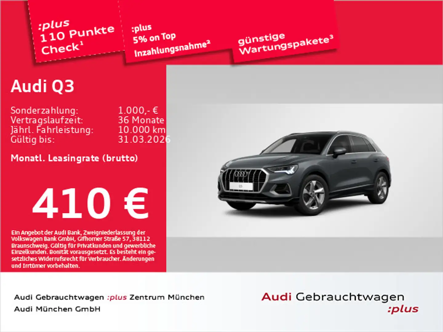 Audi Q3 35 TDI S tronic advanced Pano/Leder/Navi+/Kam Grau - 1
