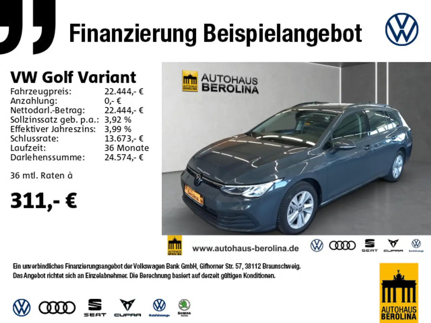 Volkswagen Golf Variant Golf VIII Variant 2.0 TDI Life *ACC*R-CAM*SHZ* Grau - 1
