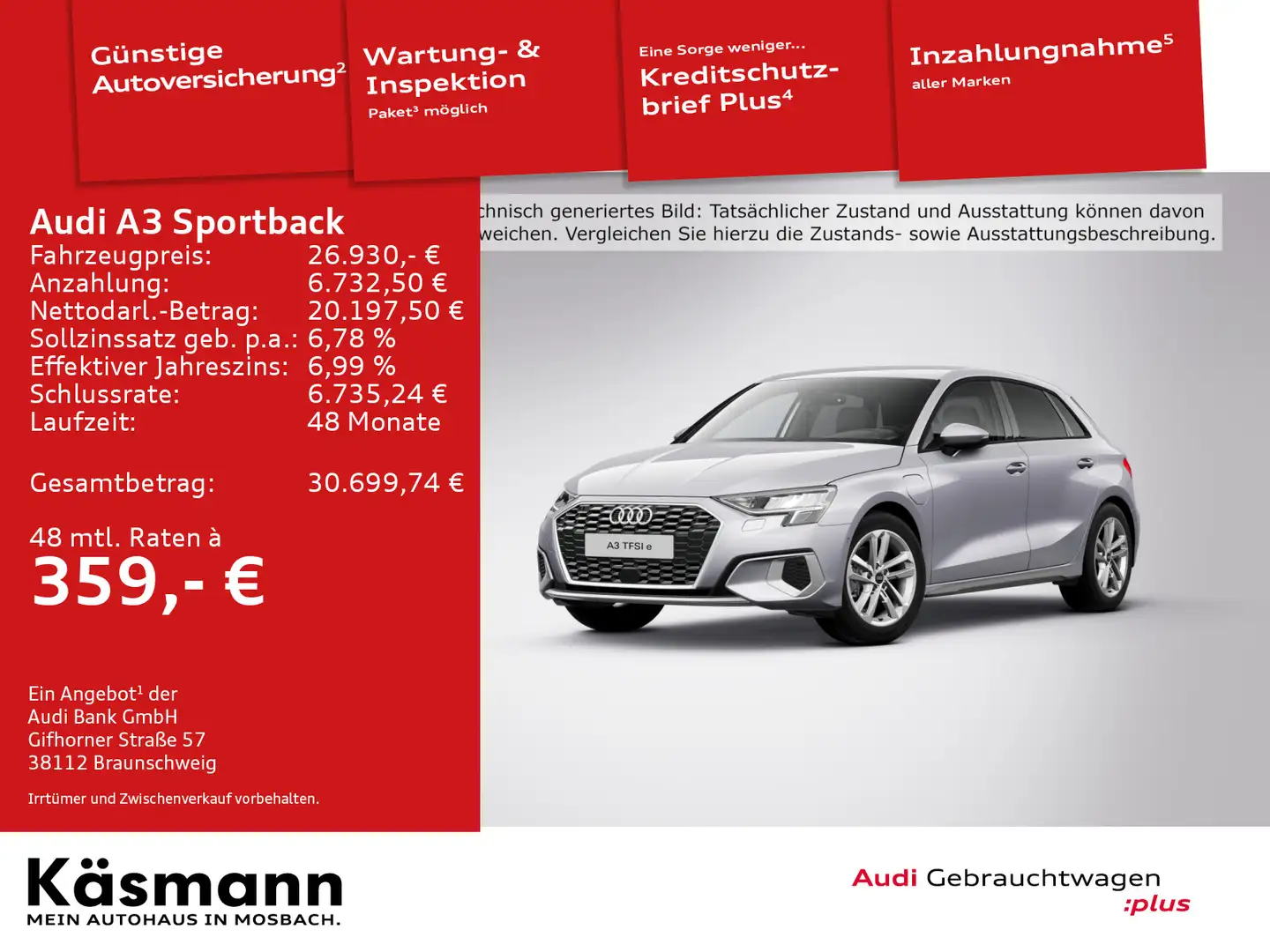 Audi A3 advanced 40TFSIe LED NAV KAM ACC SH Weiß - 1