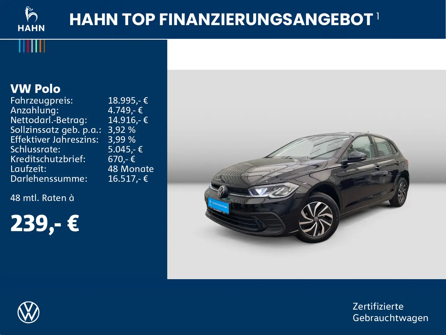 Volkswagen Polo 1.0 TSI DSG Life ACC App-Connect LED Schwarz - 2