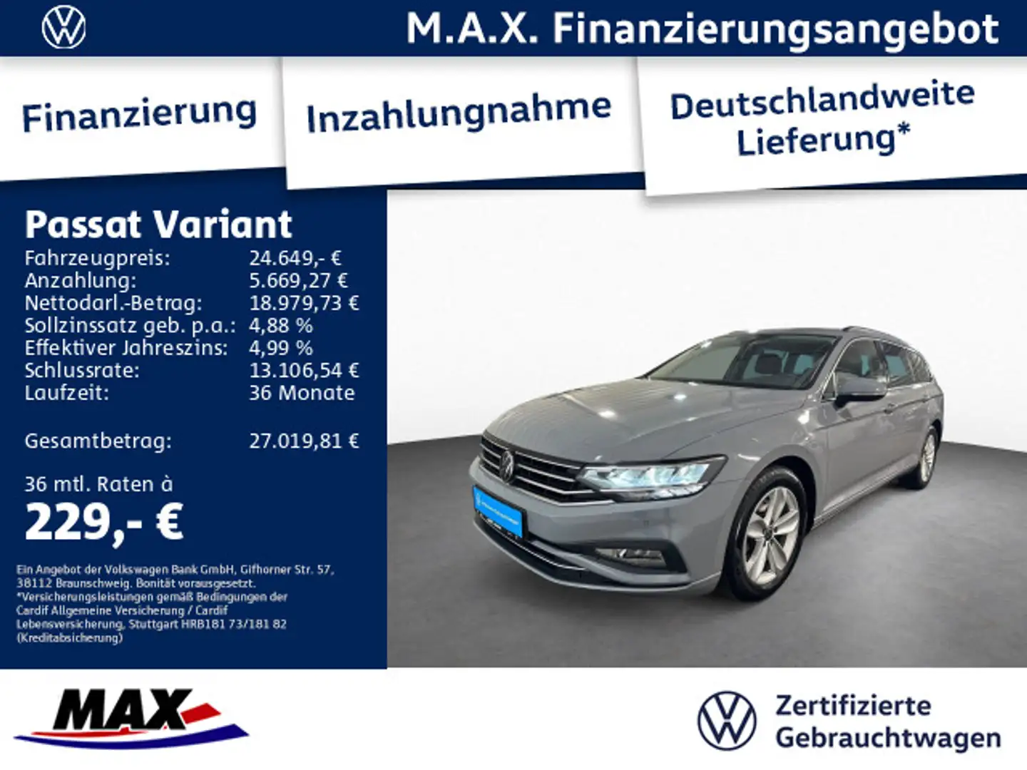 Volkswagen Passat Variant 2.0 TDI DSG BUSINESS +LED+KAMERA+ Grau - 1