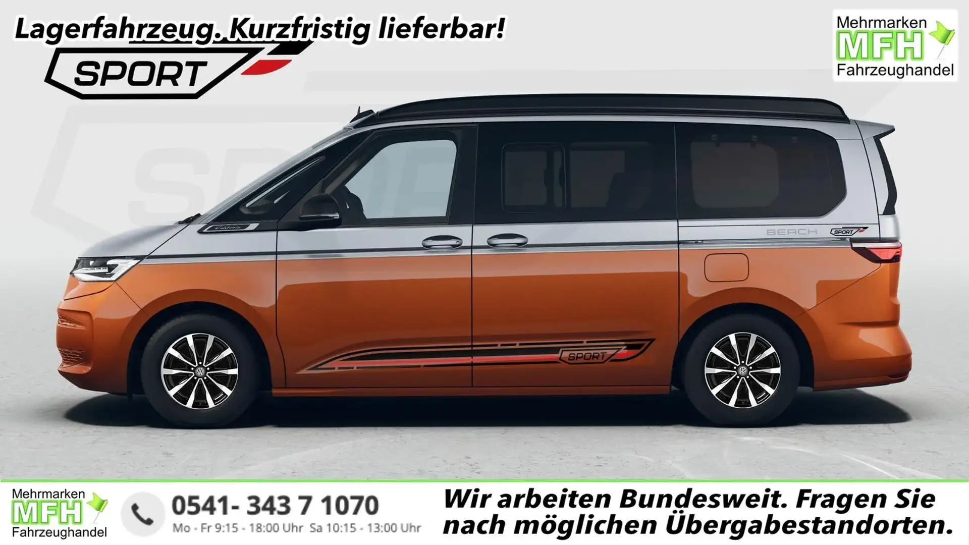 Volkswagen T7 California Beach 2.0TDI DSG Sport Edition 8 Fach GV5 High+... Orange - 1