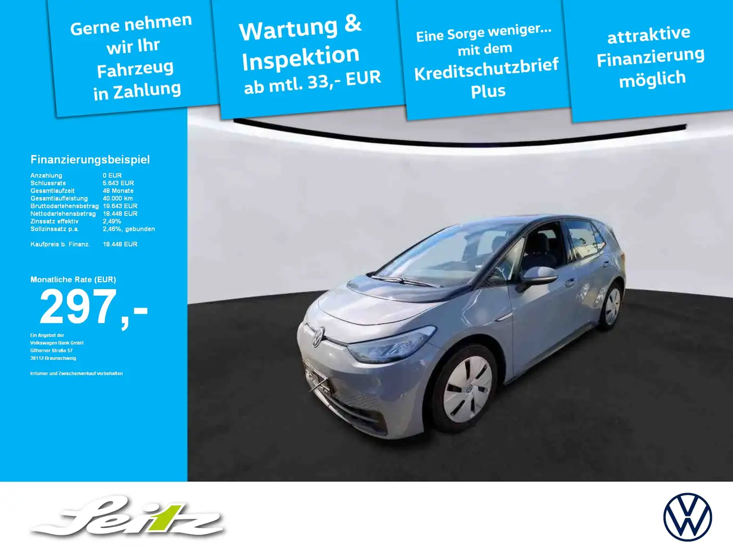 Volkswagen ID.3 Pure Performance *LED*NAVI*PARKSENSOR*APPCON* Grau - 1