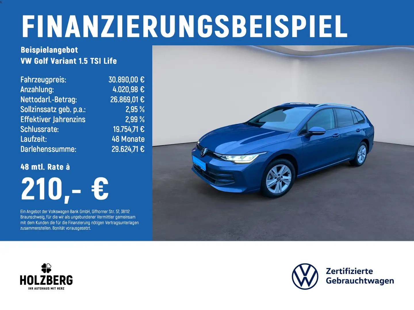 Volkswagen Golf Variant 1.5 TSI Life NAVI+ACC+RFK Blau - 2