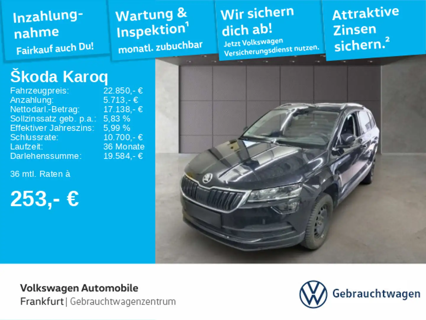 Skoda Karoq 1.5 TSI DSG CLEVER Navi FrontAssist LaneAs Schwarz - 1